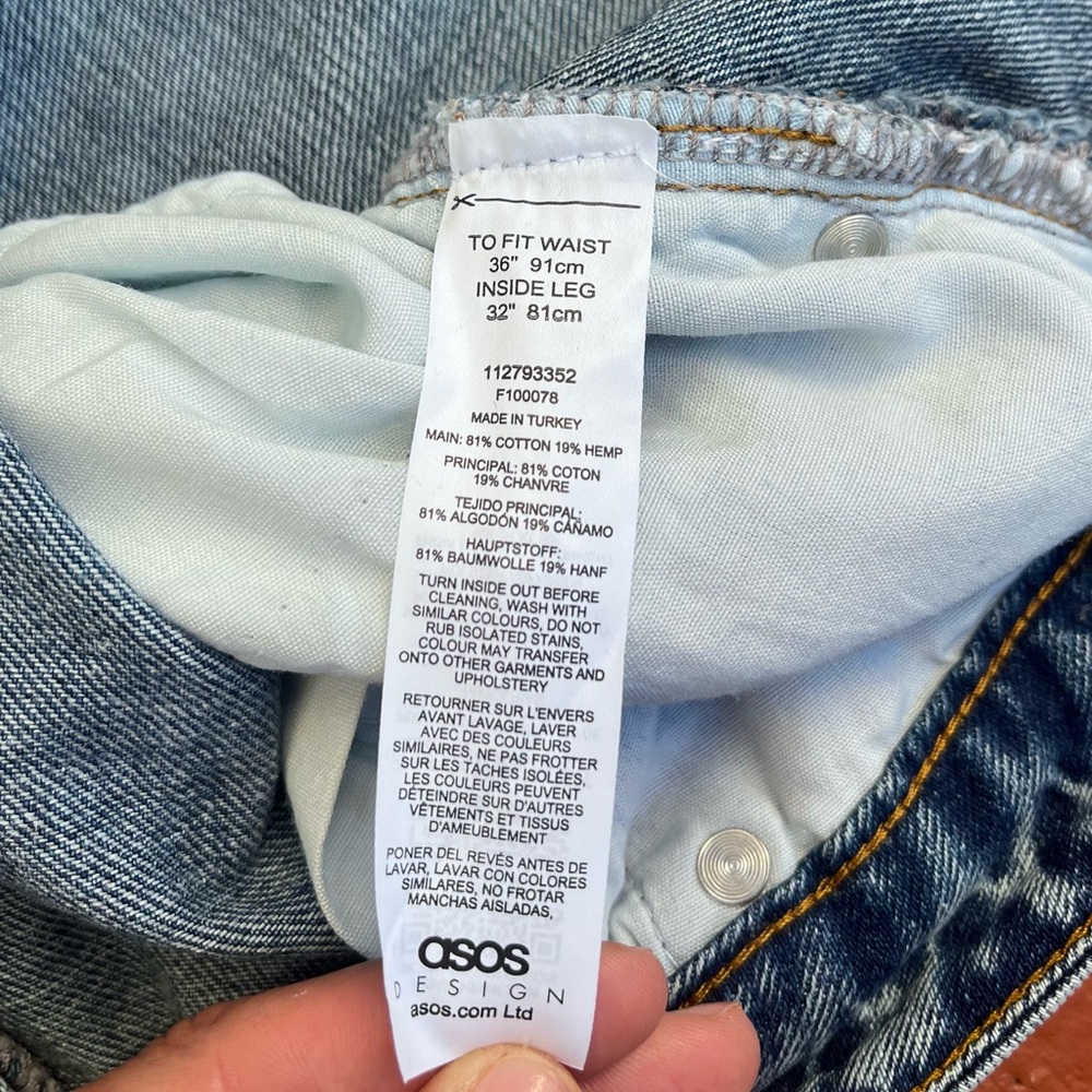 ASOS Design • Women’s Premium Hemp Blend Super Slouchy Mid Blue Mom Jeans NWOT - Picture 10 of 11
